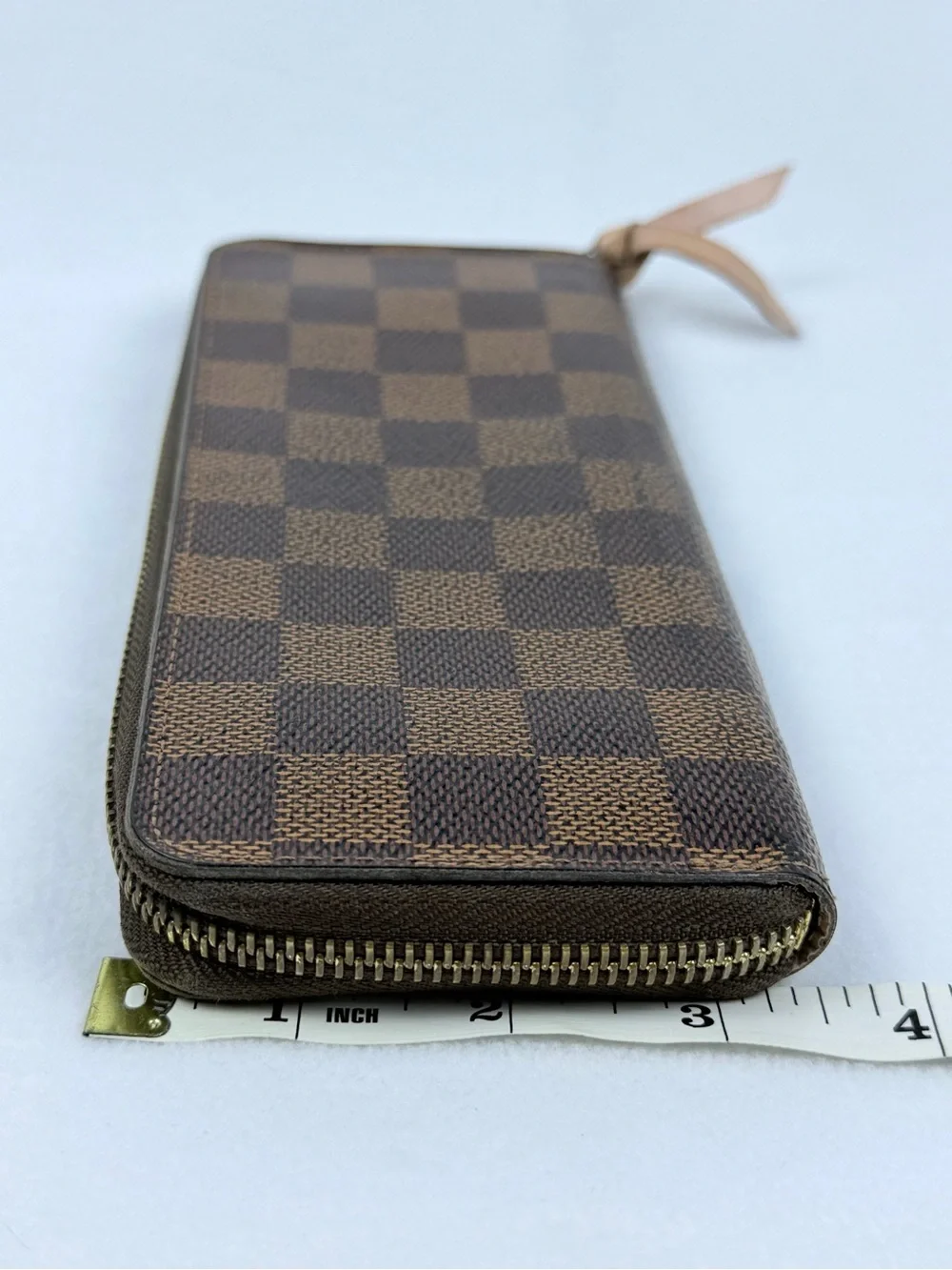 Authentic LOUIS VUITTON Damier Ebène Zip-Around Ballerine Pink Interior